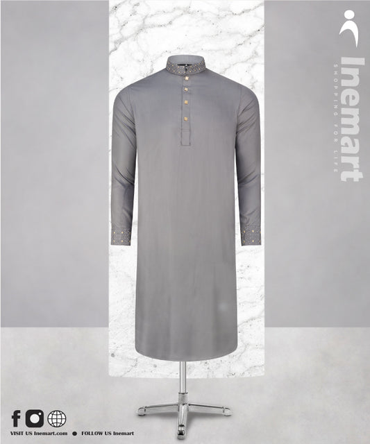 Classic Comfort: Men's Premium Punjabi (Gray)